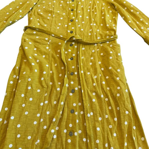 Boden Bright Yellow Polka Dot Dress Button-Down w/ Belt 3/4 Sleeve Size 8R Women - Picture 4 of 12